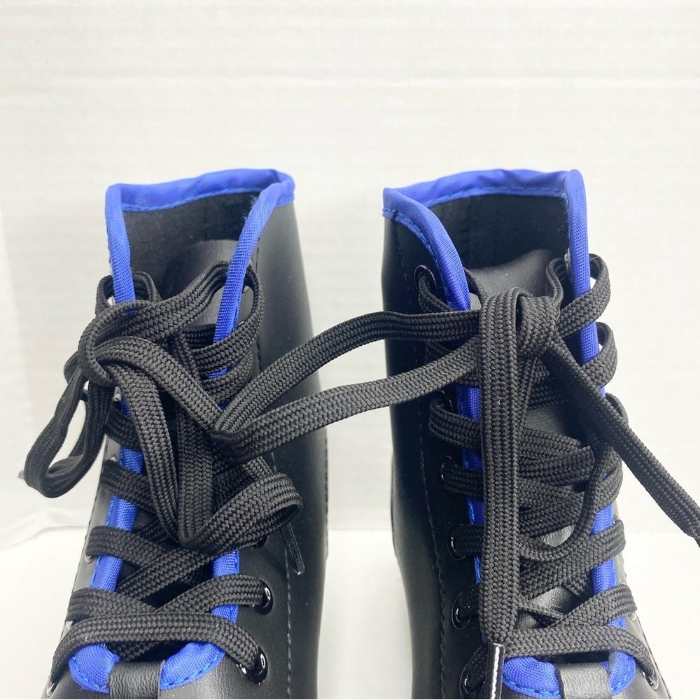 American Athletic Youth Boys Size 8 Chillin Double Runner Ice Skates Black Blue - Picture 6 of 13